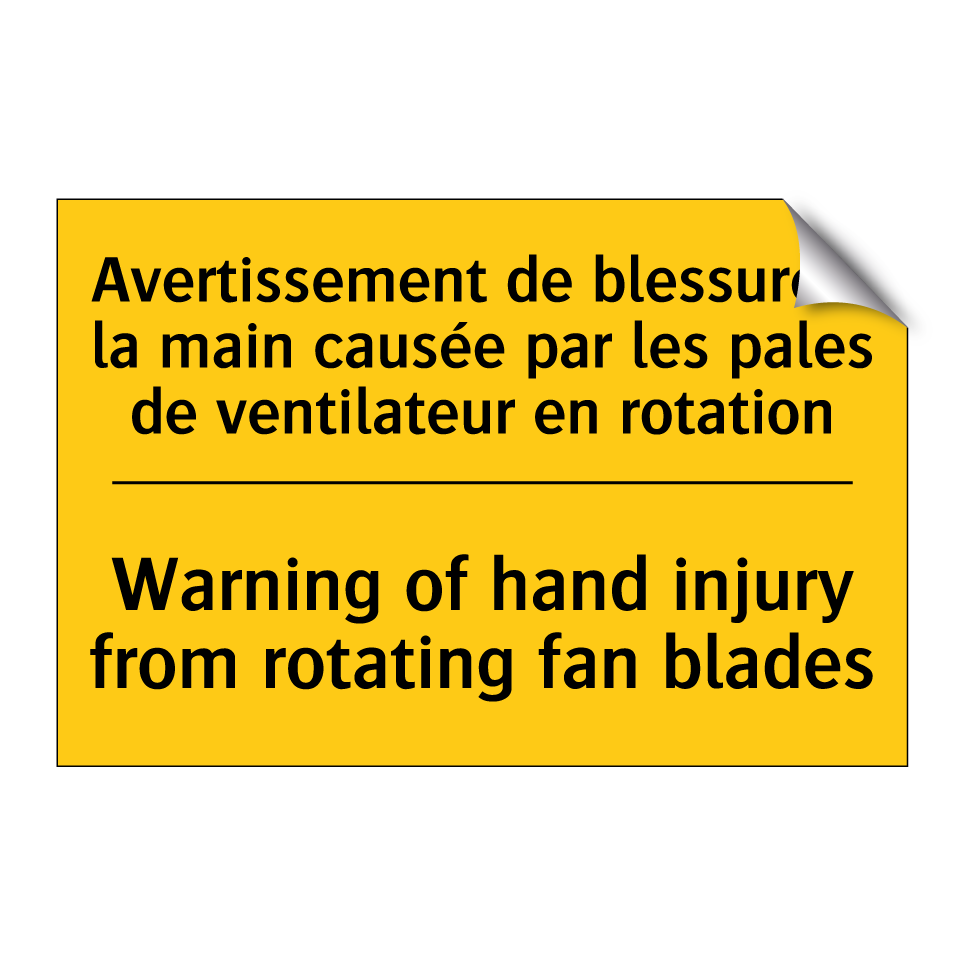 Avertissement de blessure à la /.../ - Warning of hand injury from rotating /.../
