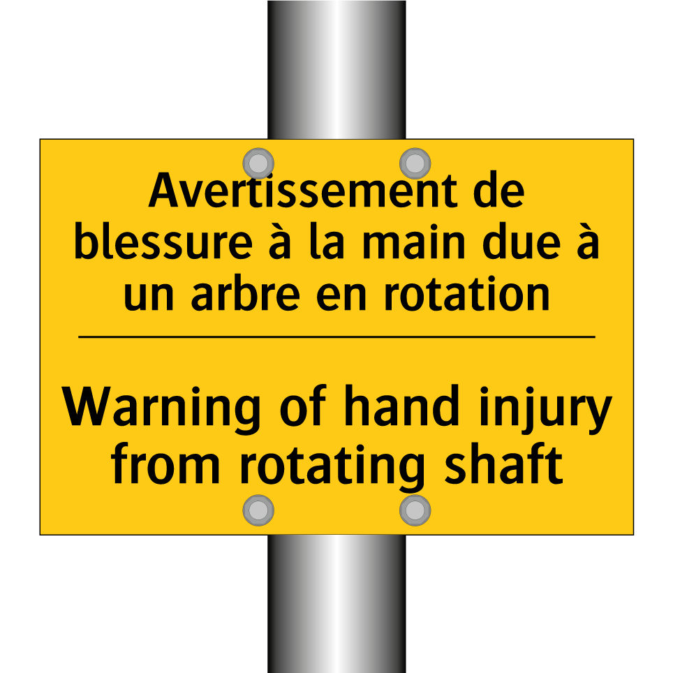 Avertissement de blessure à la /.../ - Warning of hand injury from rotating /.../