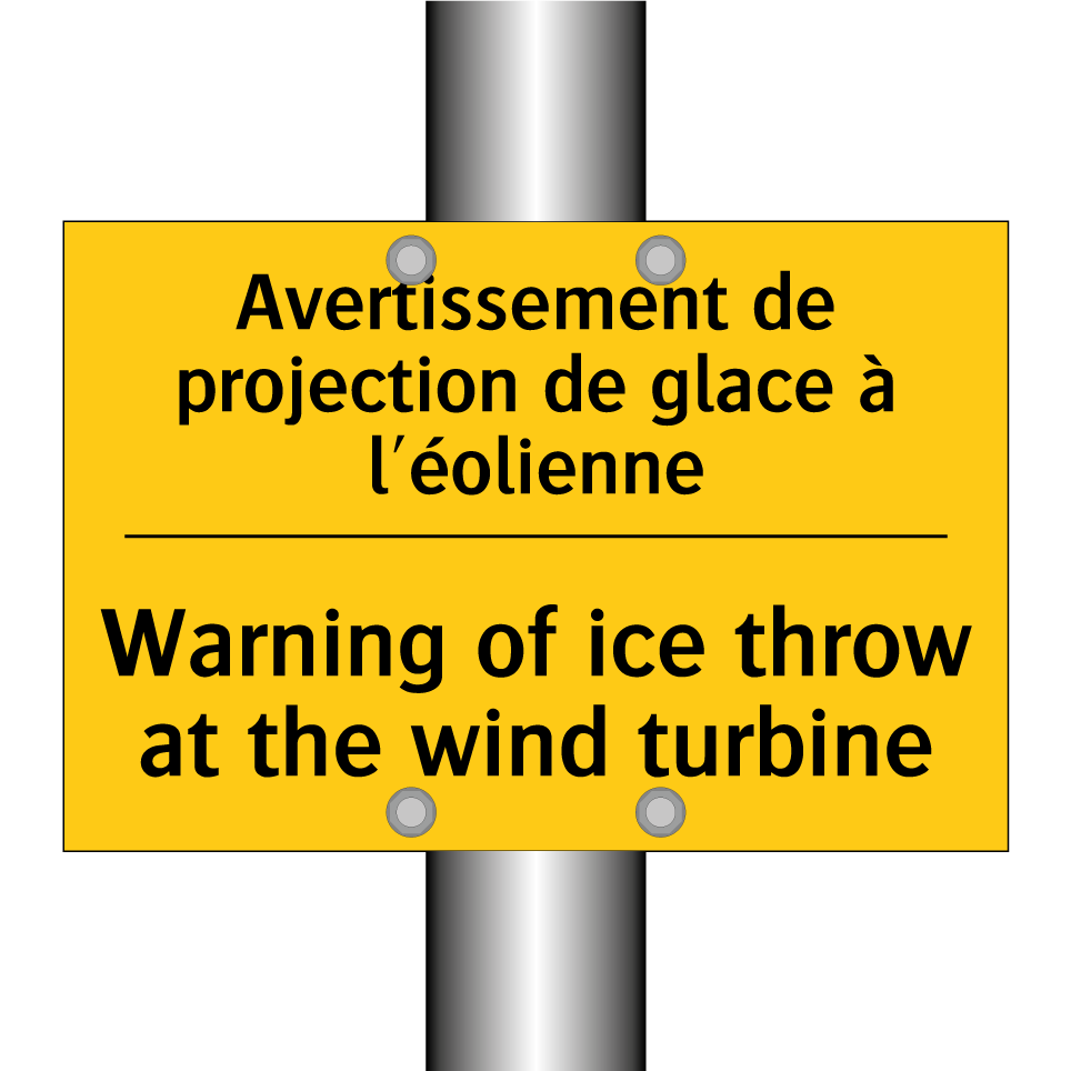 Avertissement de projection de /.../ - Warning of ice throw at the wind /.../