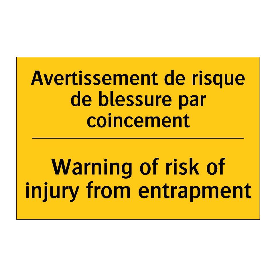 Avertissement de risque de blessure /.../ - Warning of risk of injury from /.../