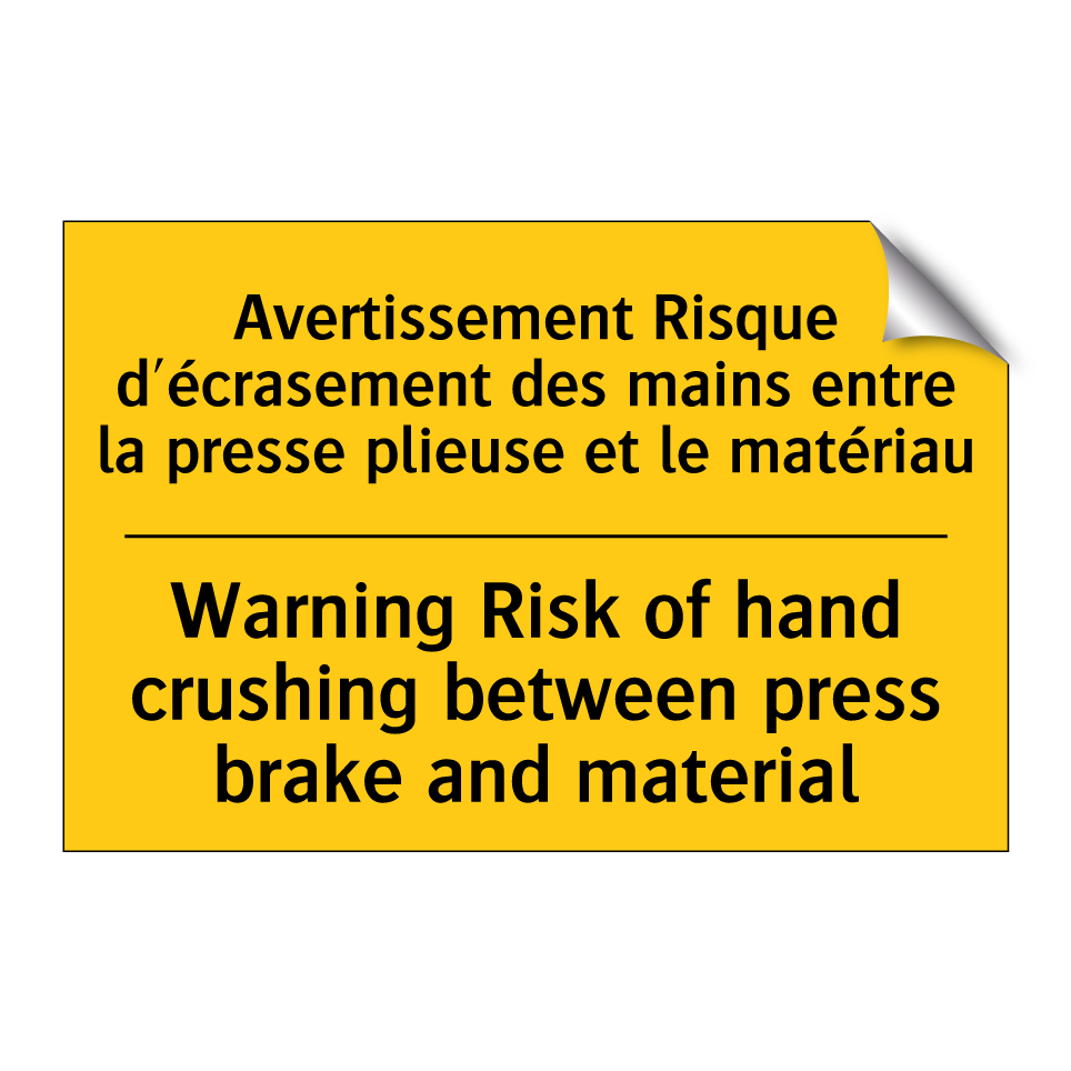 Avertissement Risque d'écrasement /.../ - Warning Risk of hand crushing /.../