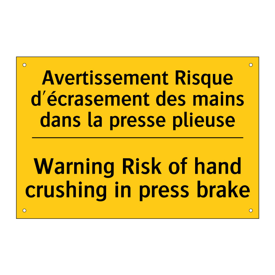 Avertissement Risque d'écrasement /.../ - Warning Risk of hand crushing /.../