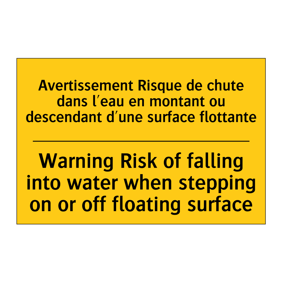 Avertissement Risque de chute /.../ - Warning Risk of falling into water /.../