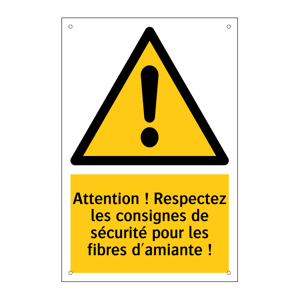 Attention ! Respectez les consignes de sécurité pour les fibres d'amiante !