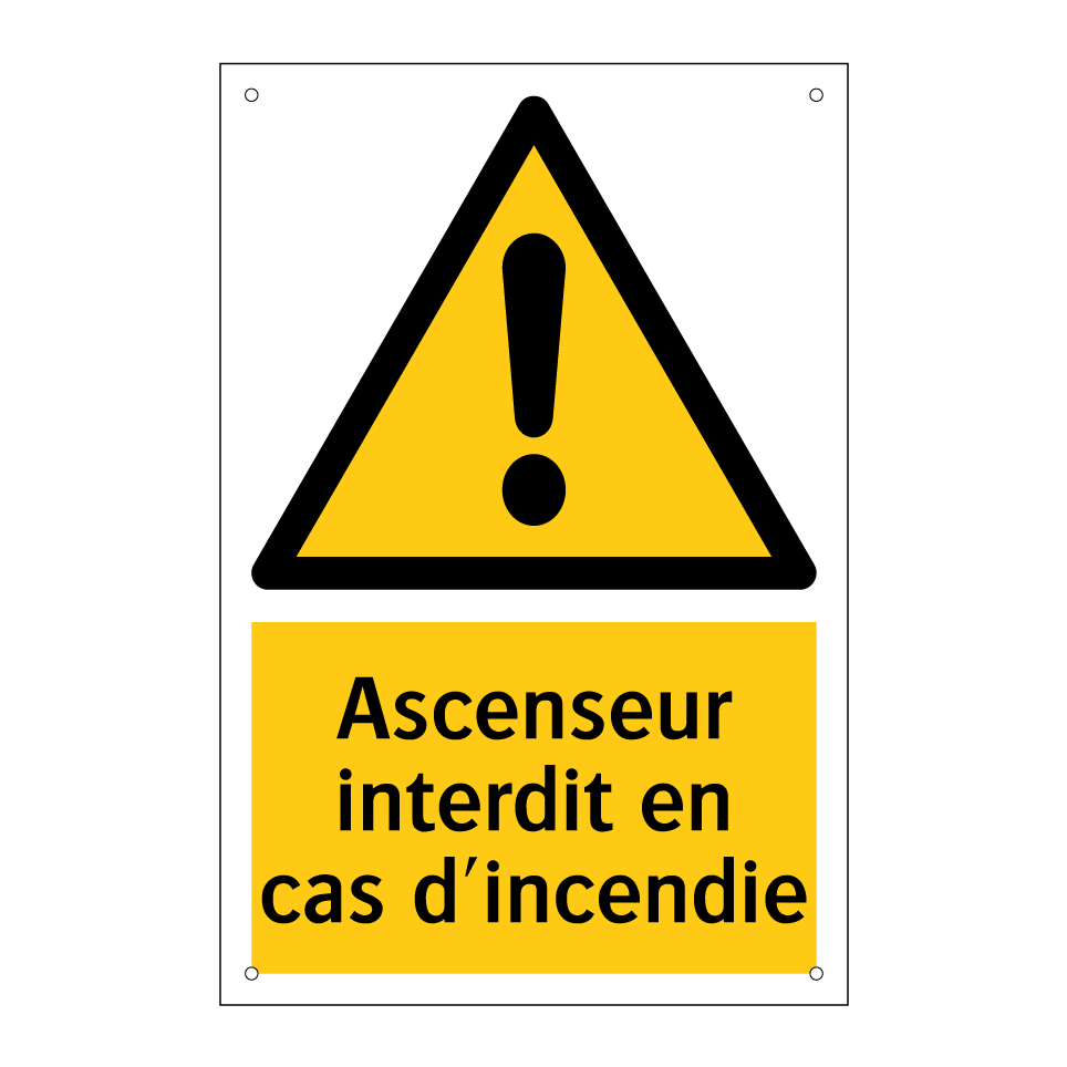 Ascenseur interdit en cas d'incendie
