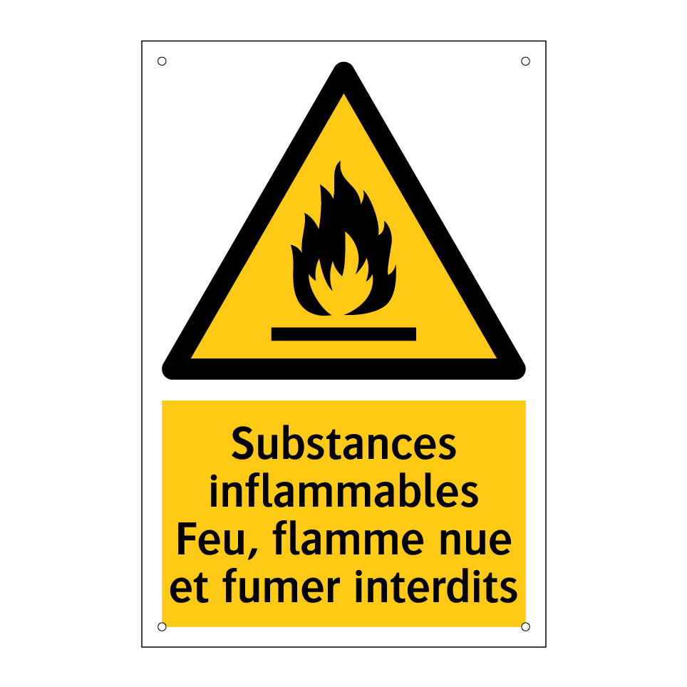 Substances inflammables Feu, flamme nue et fumer interdits