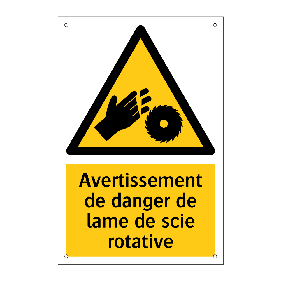 Avertissement de danger de lame de scie rotative