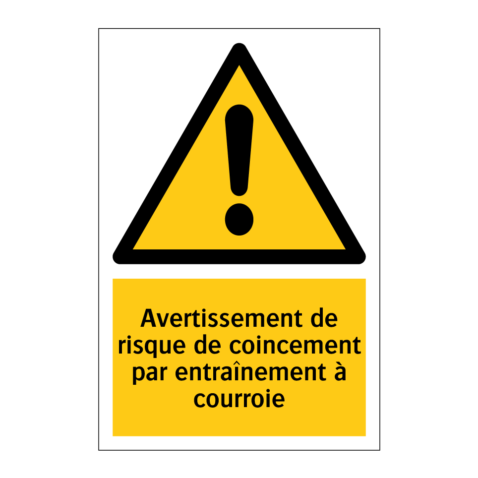 Avertissement de risque de coincement par entraînement à courroie