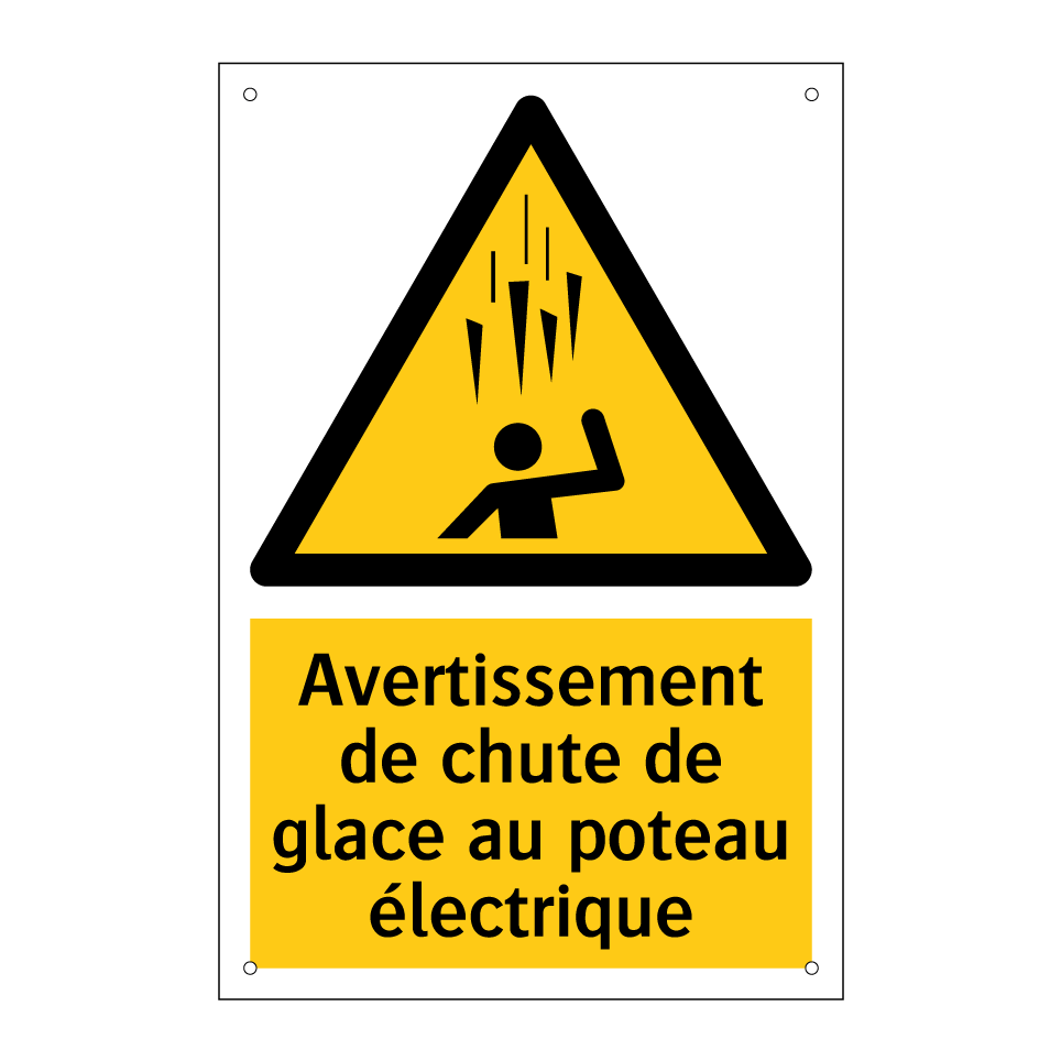 Avertissement de chute de glace au poteau électrique