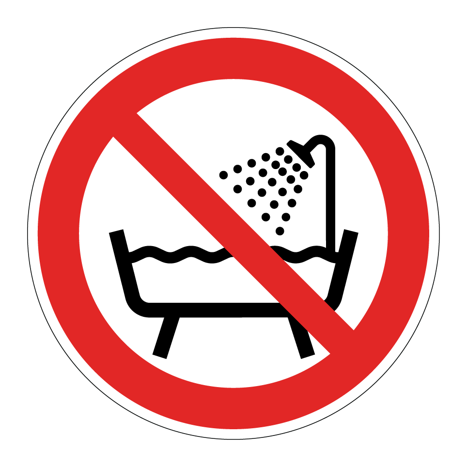 P026 Verbot, dieses Gerät in der Badewanne, Dusche oder über mit Wasser gefülltem Becken zu benutzen