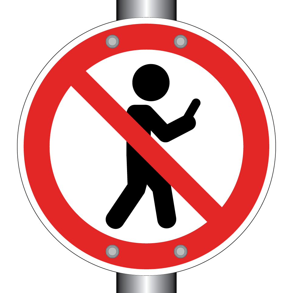 Kein Gehen während der Nutzung des Mobiltelefons