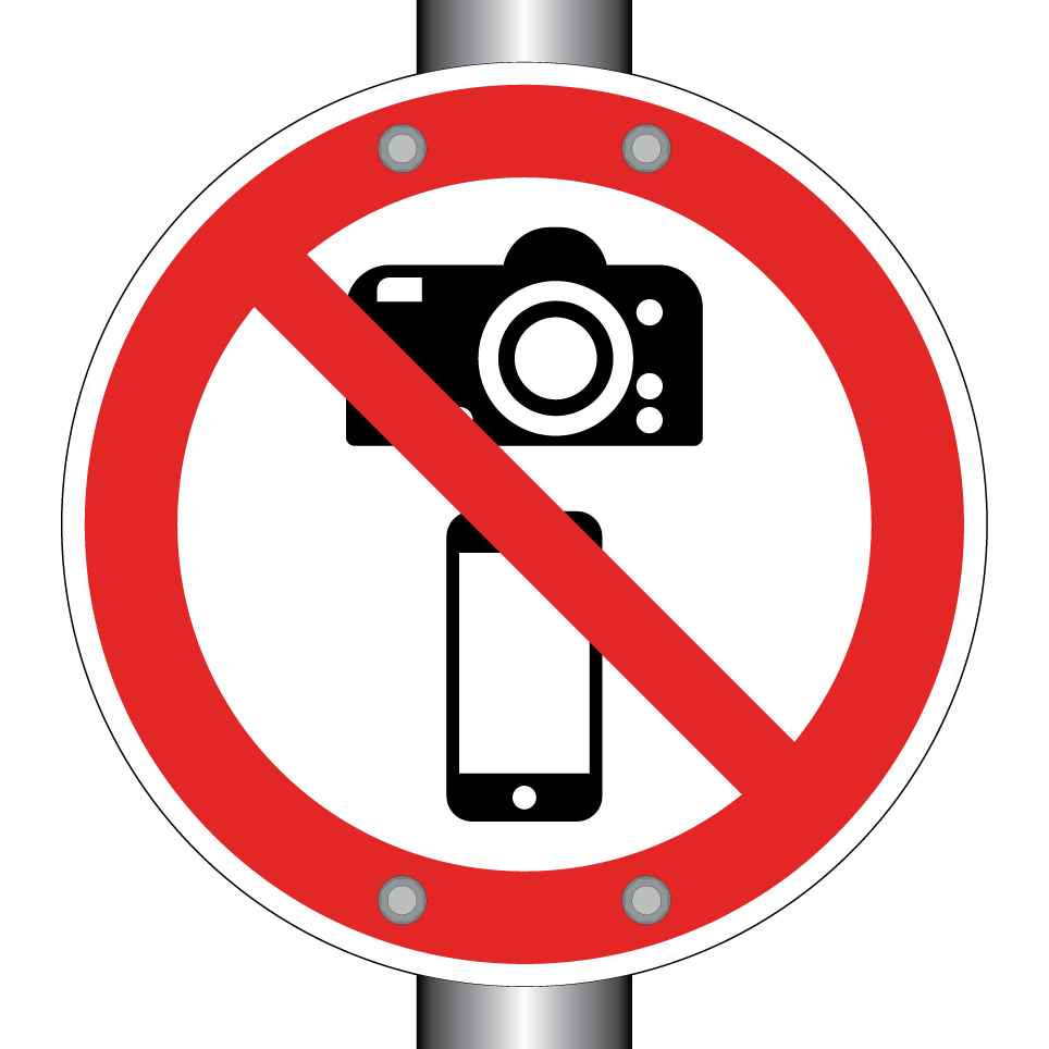 Interdiction de photographier avec des appareils photo ou des téléphones portables