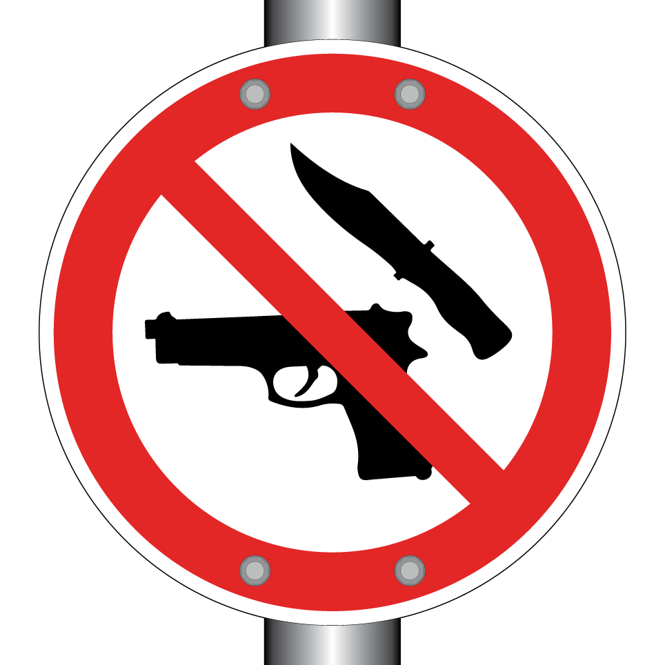 Keine Schusswaffen oder Messer