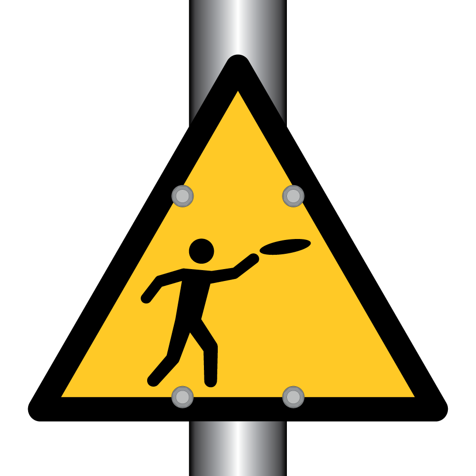 Warnung vor fliegenden Objekten (Frisbee)