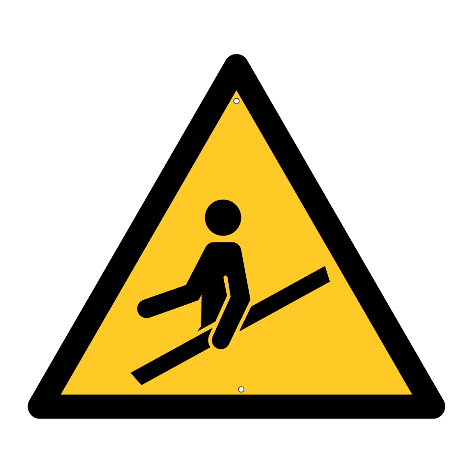 Warnung Handlauf festhalten