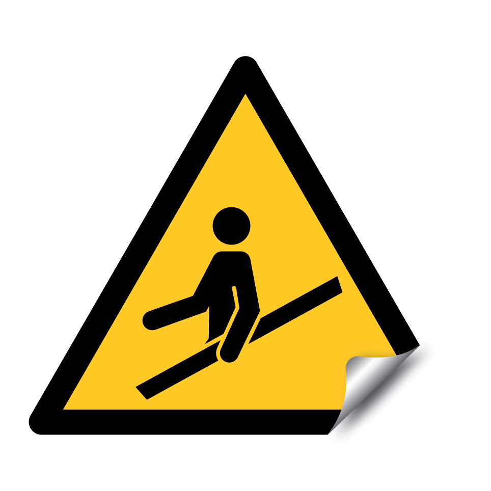Warnung Handlauf festhalten