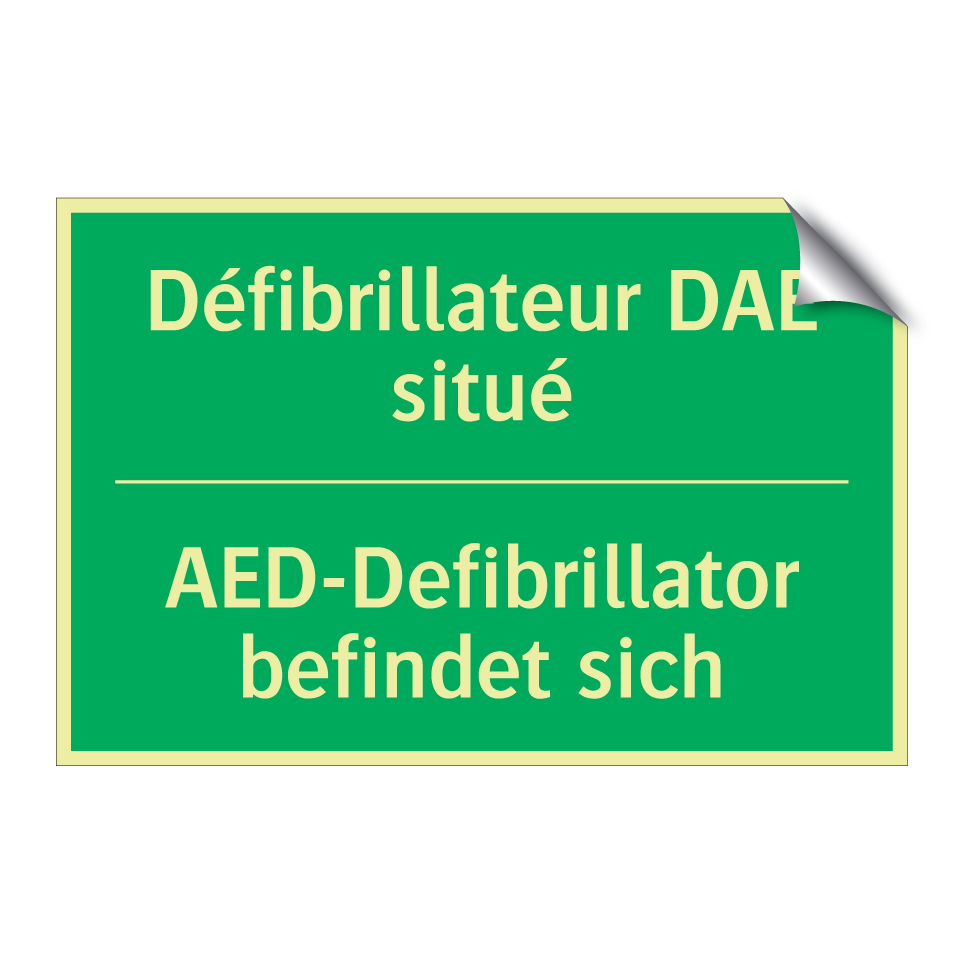 AED-Defibrillator befindet sich /.../ - Défibrillateur DAE situé