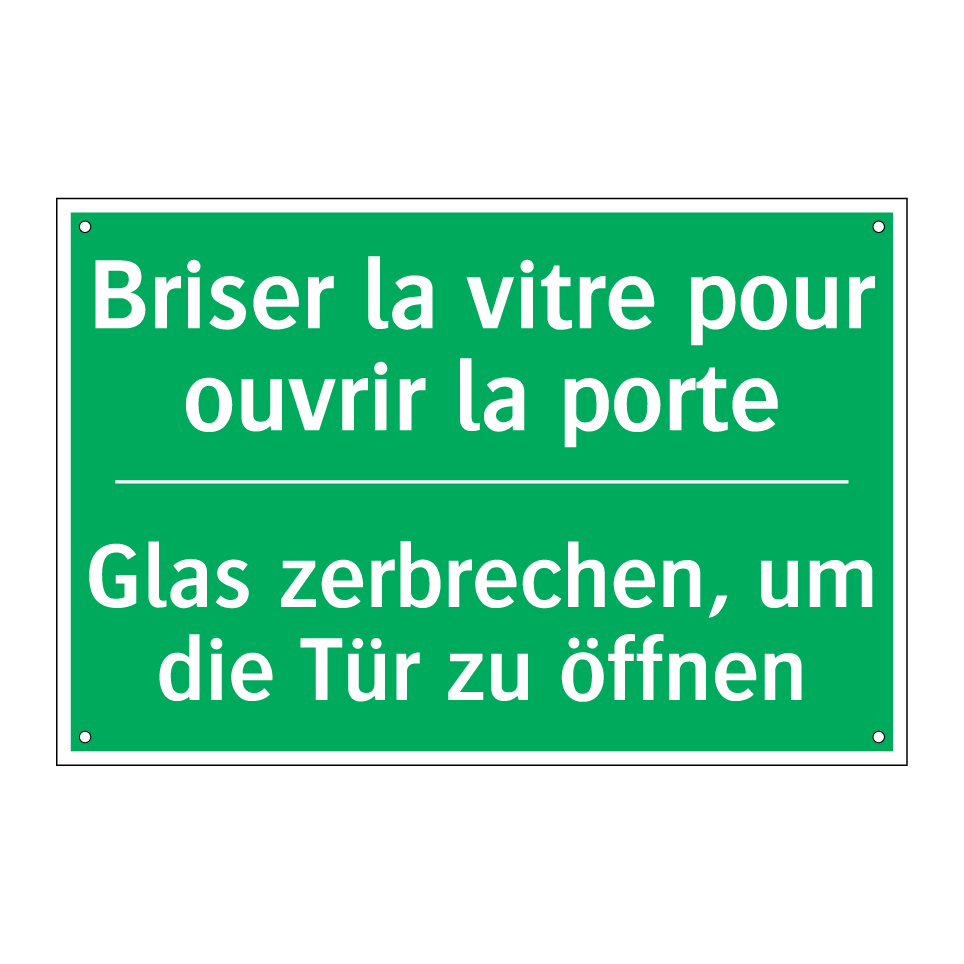 Glas zerbrechen, um die Tür zu  /.../ - Briser la vitre pour ouvrir la  /.../