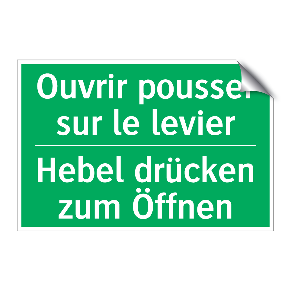 Hebel drücken zum Öffnen - Ouvrir pousser sur le levier