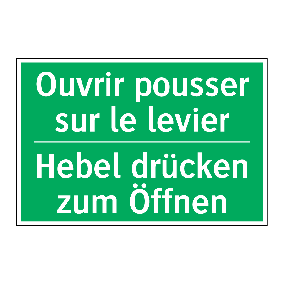 Hebel drücken zum Öffnen - Ouvrir pousser sur le levier