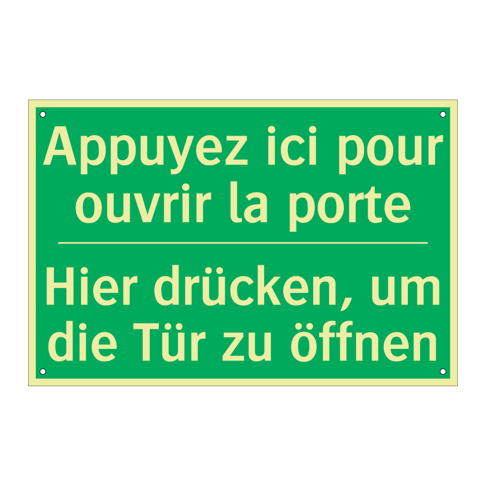 Hier drücken, um die Tür zu öffnen /.../ - Appuyez ici pour ouvrir la porte /.../