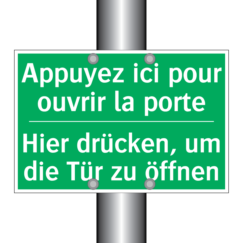 Hier drücken, um die Tür zu öffnen /.../ - Appuyez ici pour ouvrir la porte /.../