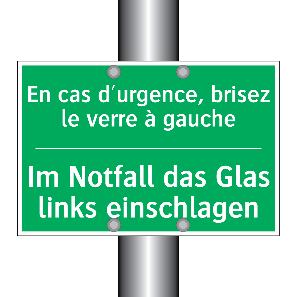 Im Notfall das Glas links einschlagen /.../ - En cas d'urgence, brisez le verre  /.../