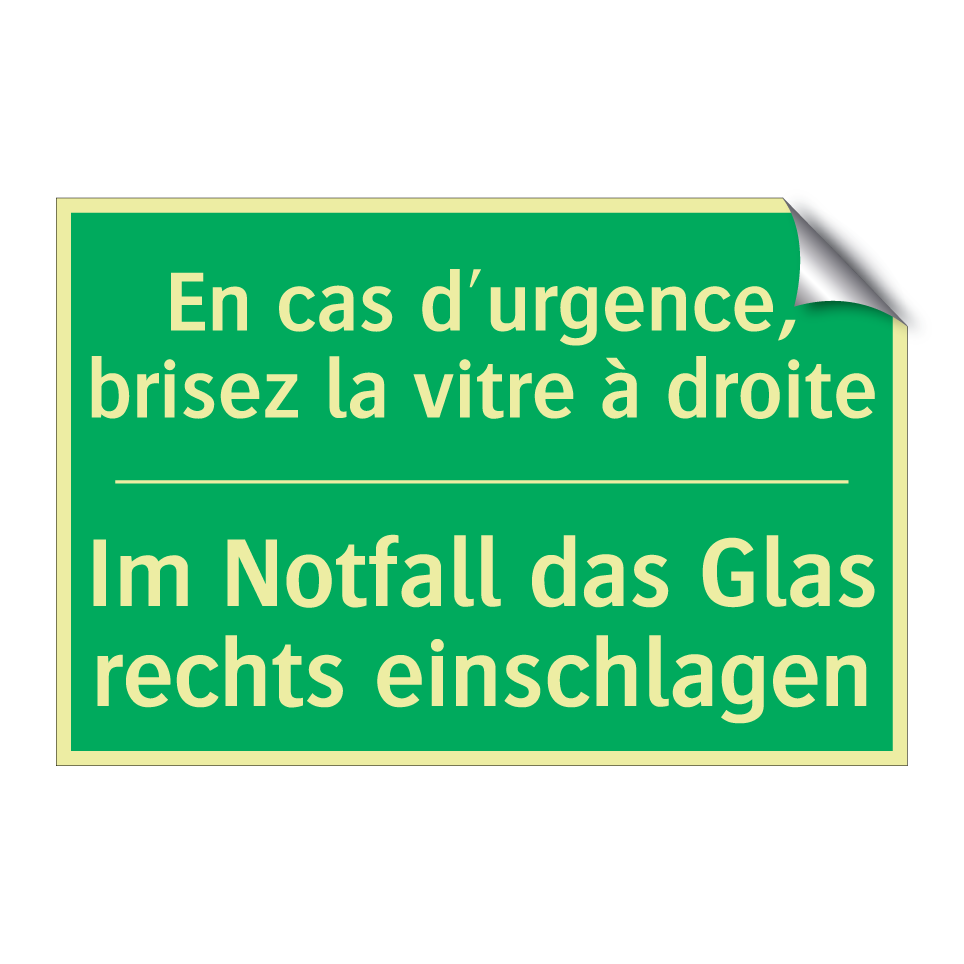 Im Notfall das Glas rechts einschlagen /.../ - En cas d'urgence, brisez la vitre  /.../