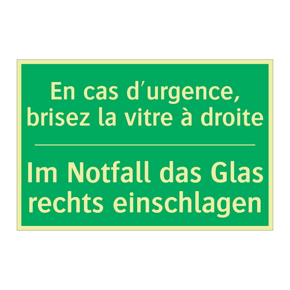 Im Notfall das Glas rechts einschlagen /.../ - En cas d'urgence, brisez la vitre  /.../