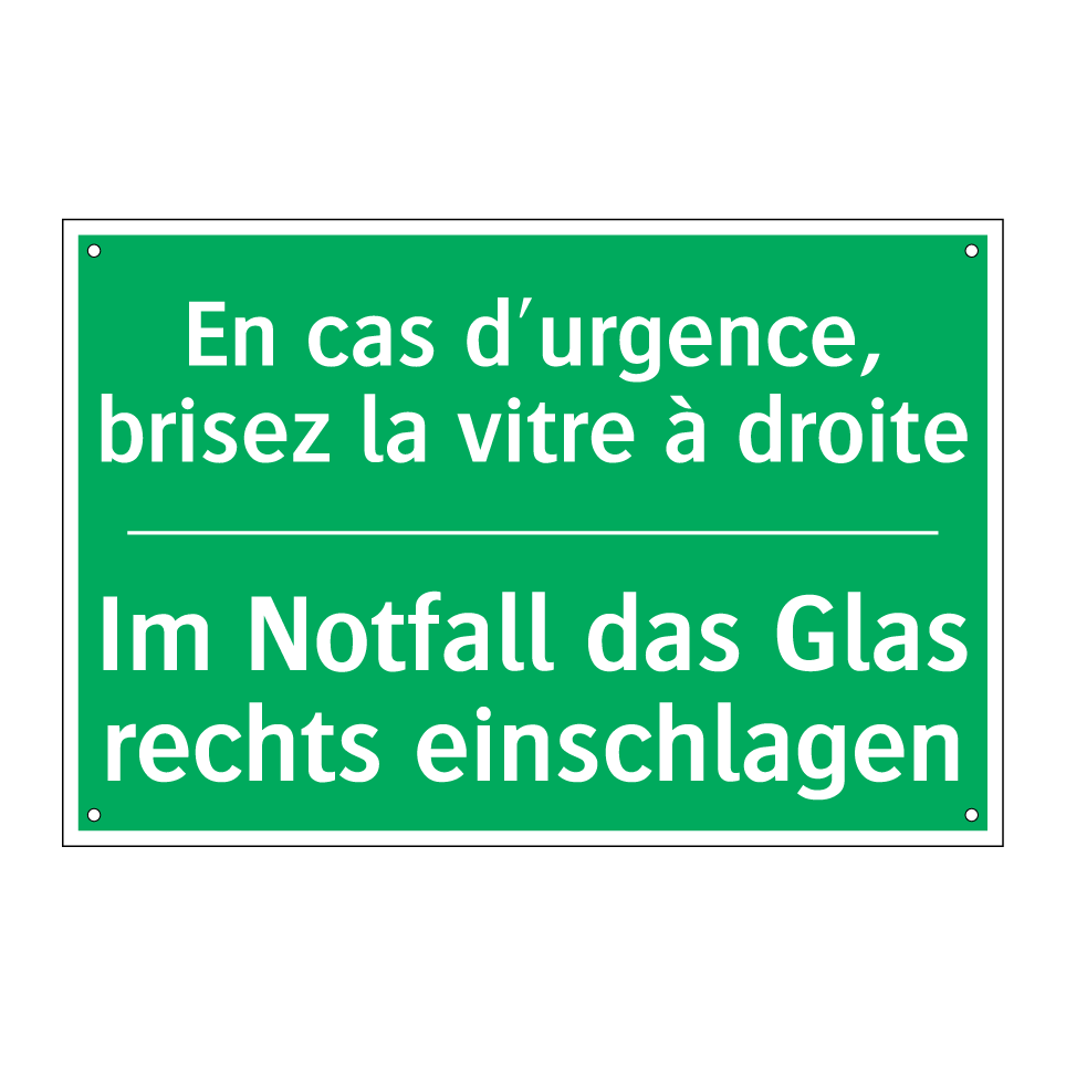 Im Notfall das Glas rechts einschlagen /.../ - En cas d'urgence, brisez la vitre  /.../