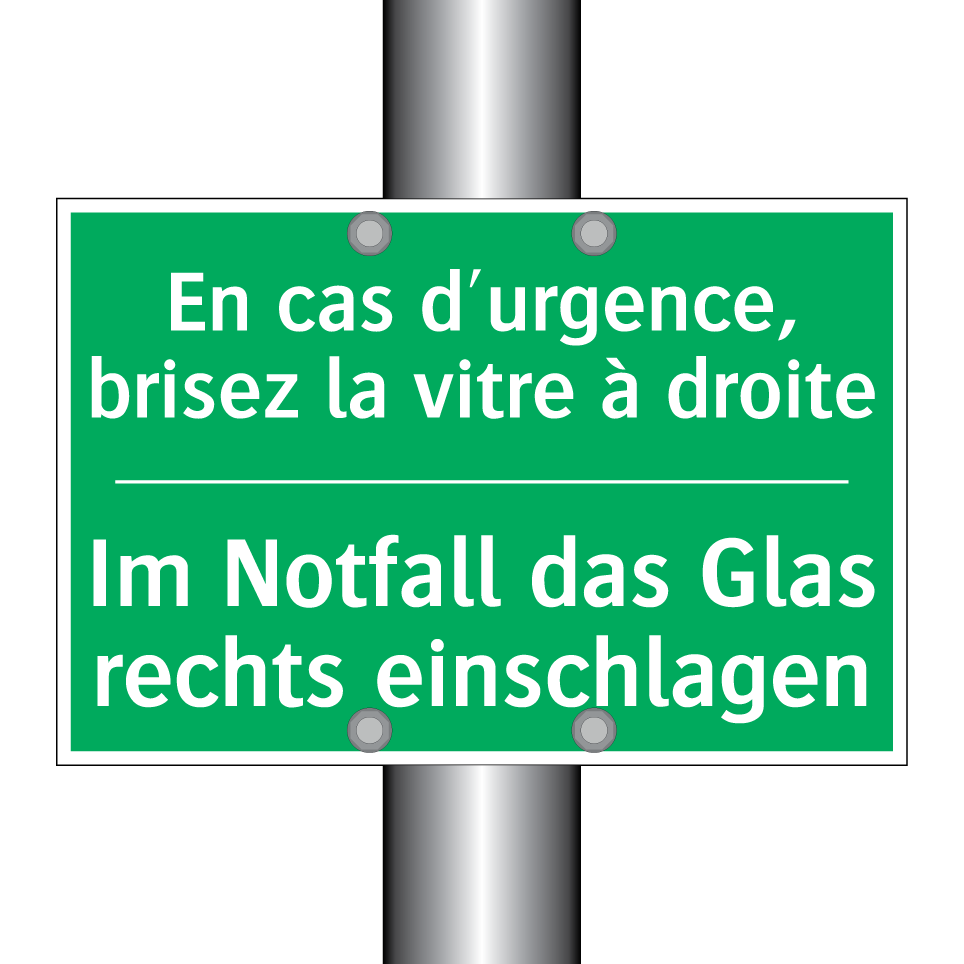 Im Notfall das Glas rechts einschlagen /.../ - En cas d'urgence, brisez la vitre  /.../