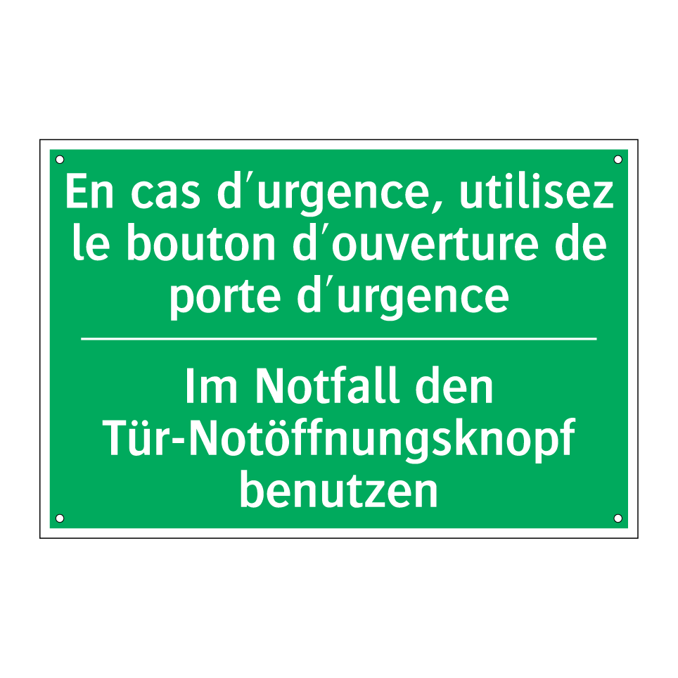 Im Notfall den Tür-Notöffnungsknopf  /.../ - En cas d'urgence, utilisez le  /.../