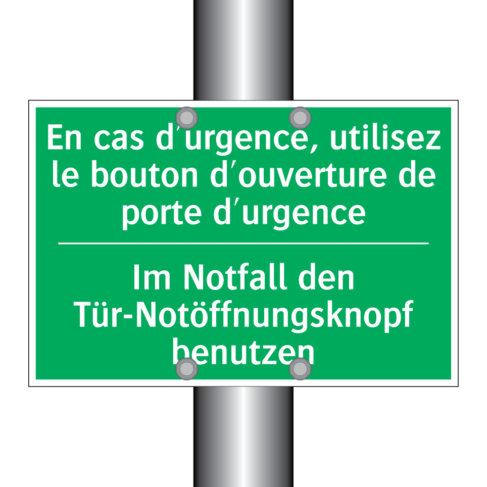 Im Notfall den Tür-Notöffnungsknopf  /.../ - En cas d'urgence, utilisez le  /.../