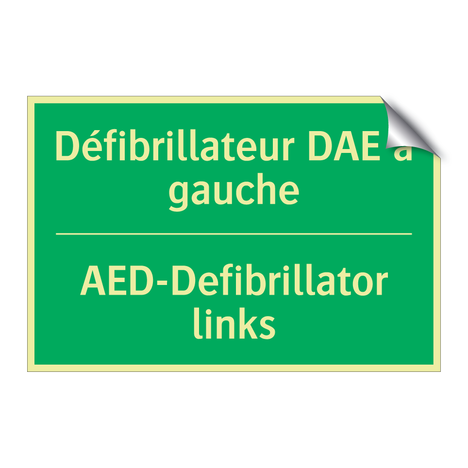 AED-Defibrillator links - Défibrillateur DAE à gauche
