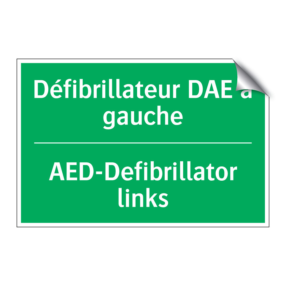 AED-Defibrillator links - Défibrillateur DAE à gauche
