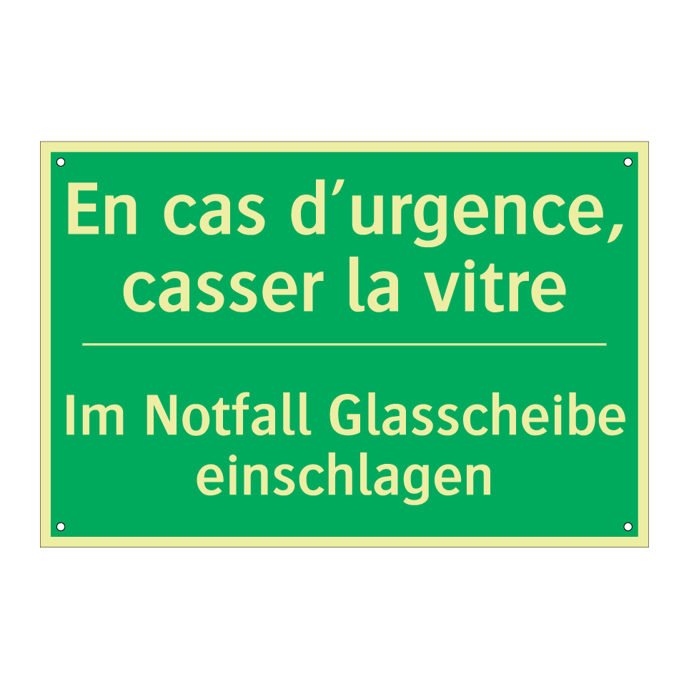 Im Notfall Glasscheibe einschlagen /.../ - En cas d’urgence, casser la vitre /.../