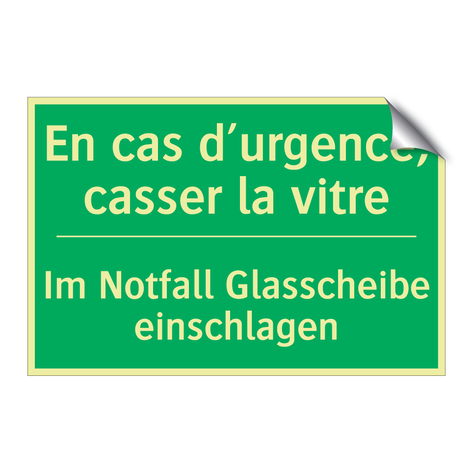 Im Notfall Glasscheibe einschlagen /.../ - En cas d’urgence, casser la vitre /.../