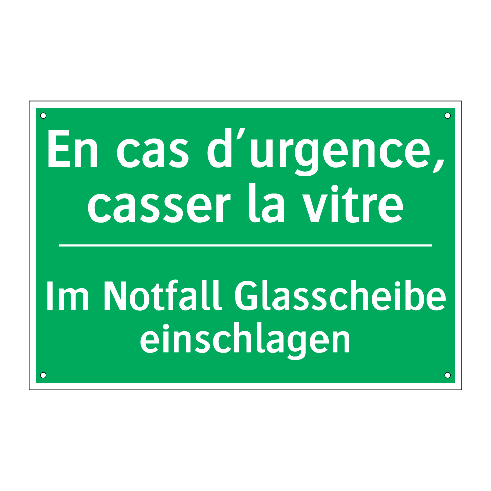 Im Notfall Glasscheibe einschlagen /.../ - En cas d’urgence, casser la vitre /.../