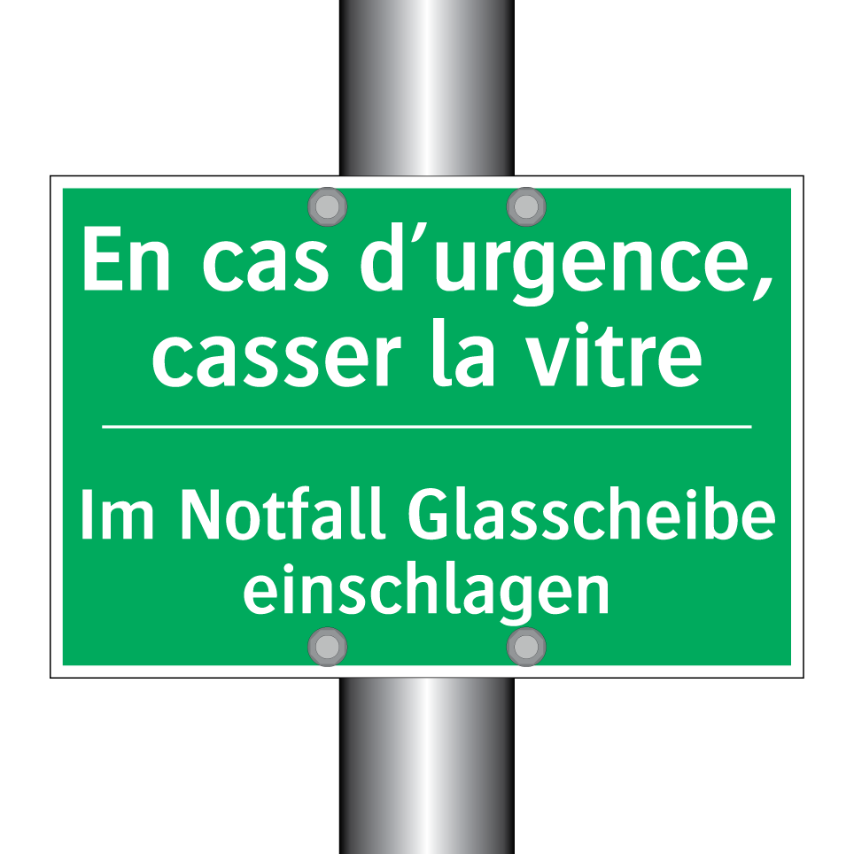 Im Notfall Glasscheibe einschlagen /.../ - En cas d’urgence, casser la vitre /.../