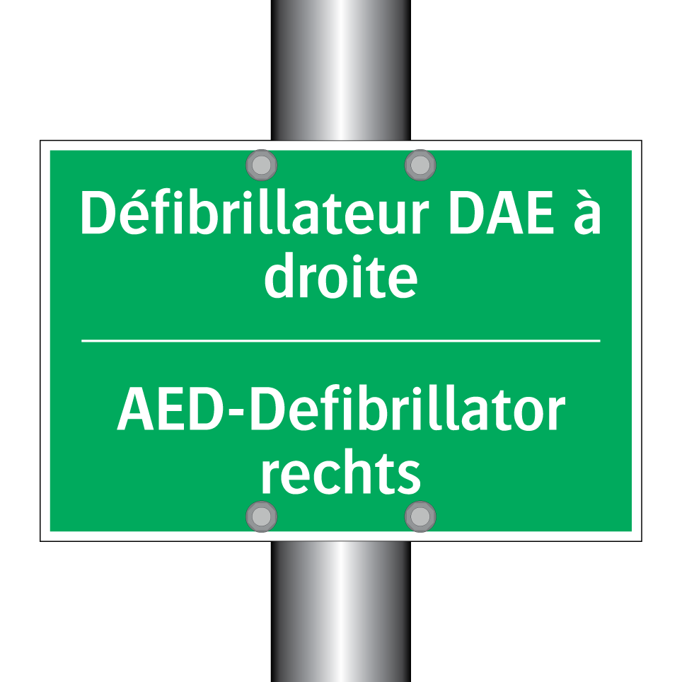 AED-Defibrillator rechts - Défibrillateur DAE à droite