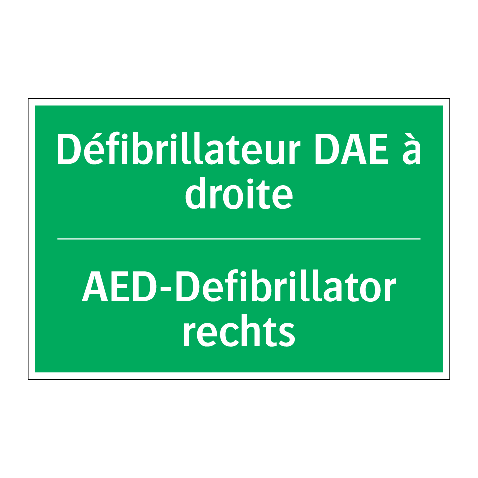 AED-Defibrillator rechts - Défibrillateur DAE à droite