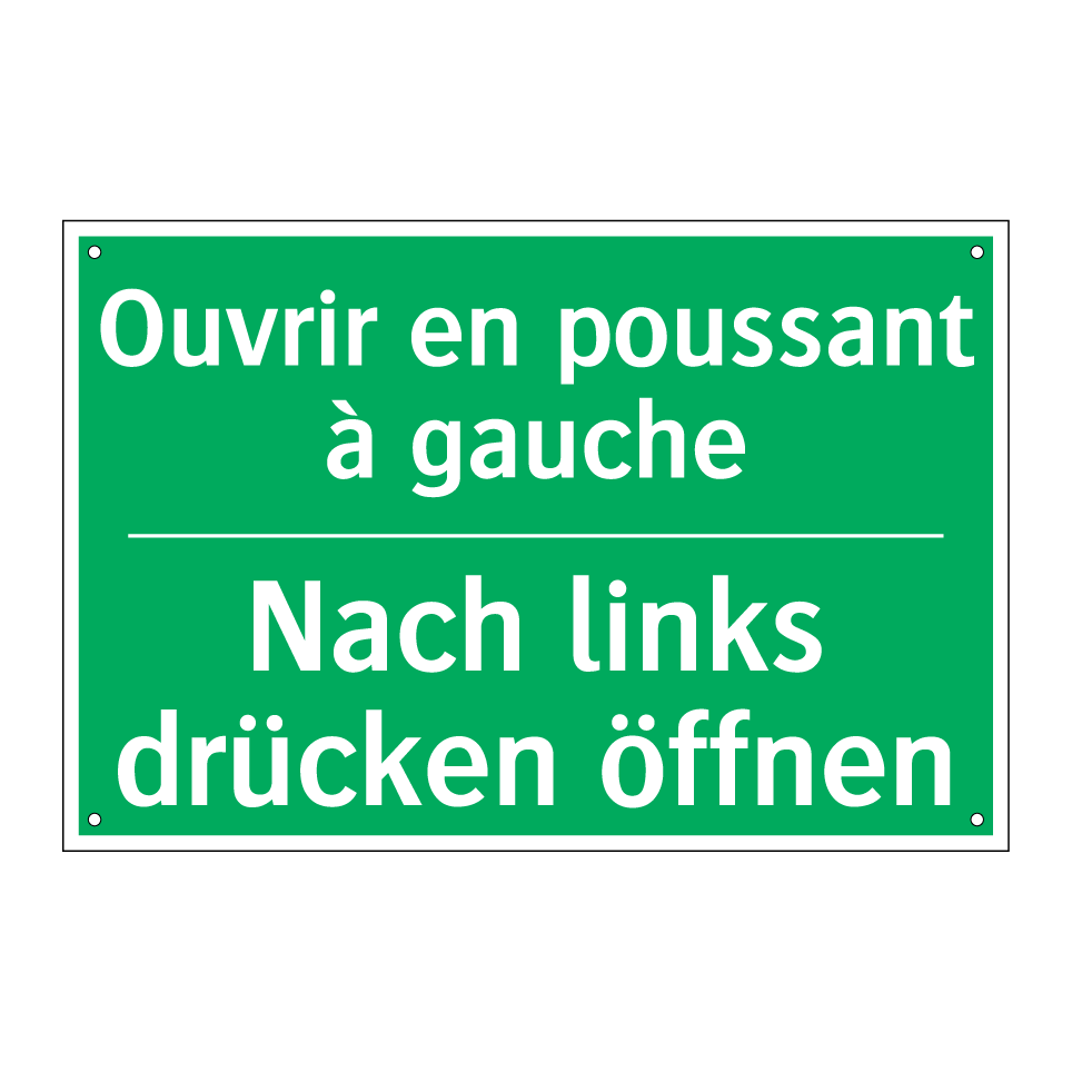 Nach links drücken öffnen - Ouvrir en poussant à gauche