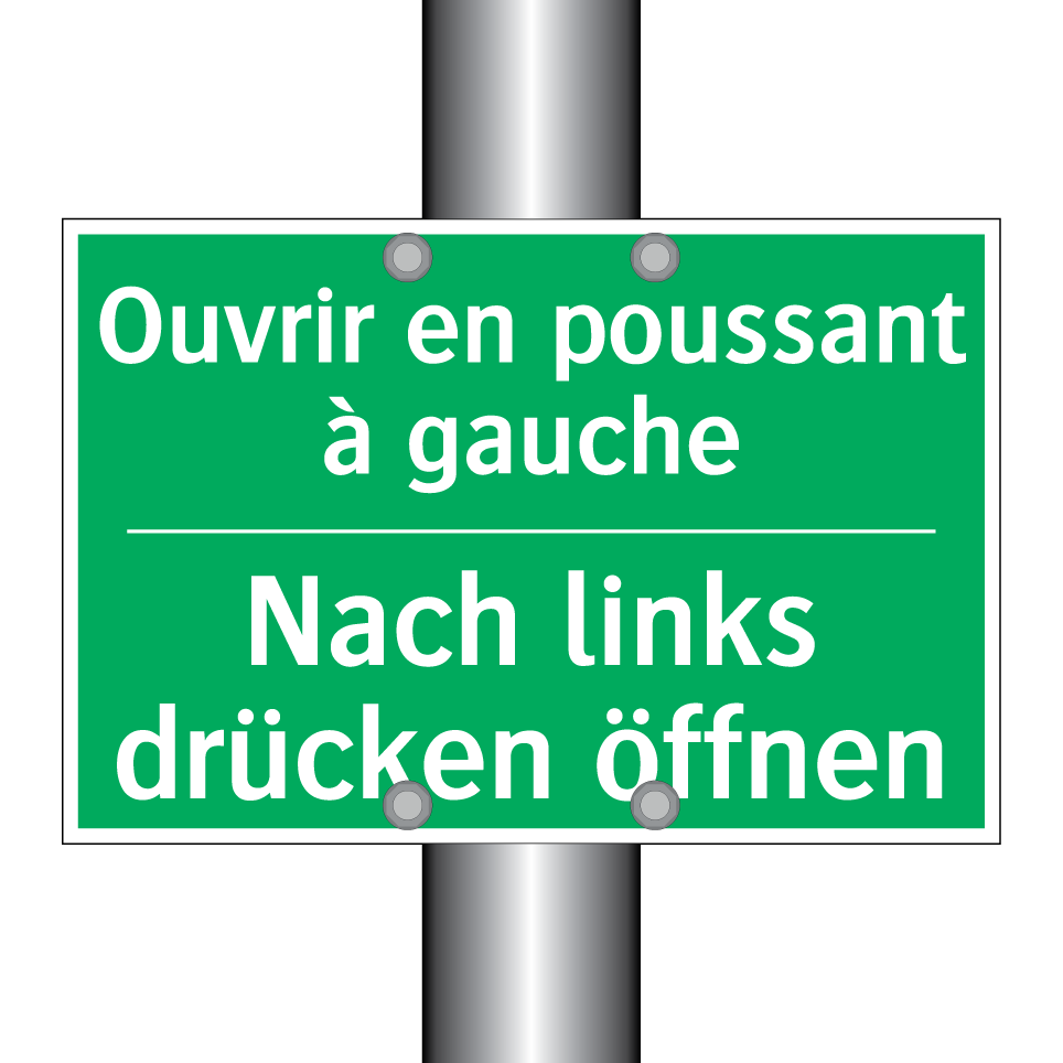 Nach links drücken öffnen - Ouvrir en poussant à gauche