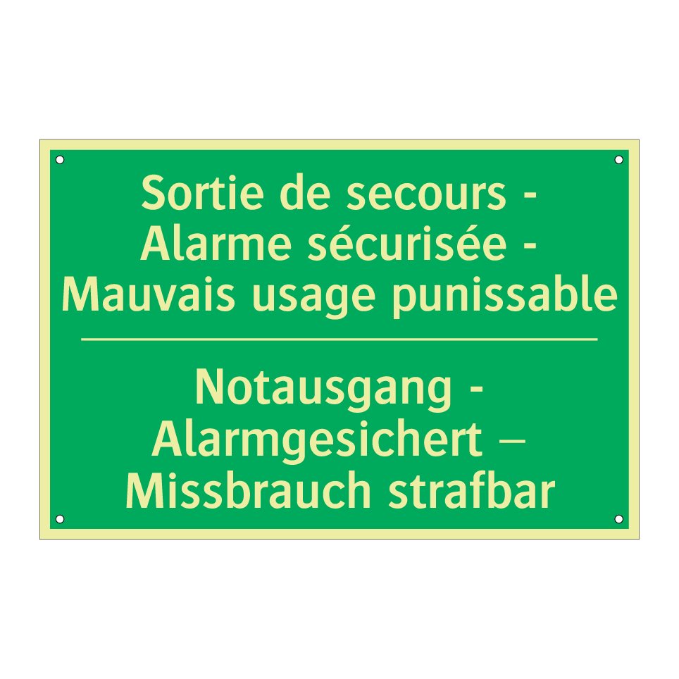 Notausgang - Alarmgesichert –  /.../ - Sortie de secours - Alarme sécurisée  /.../