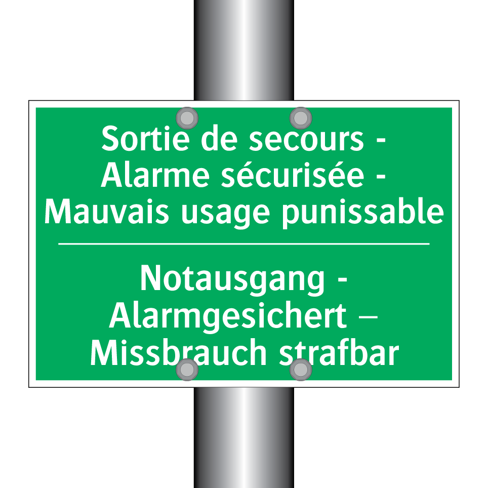 Notausgang - Alarmgesichert –  /.../ - Sortie de secours - Alarme sécurisée  /.../