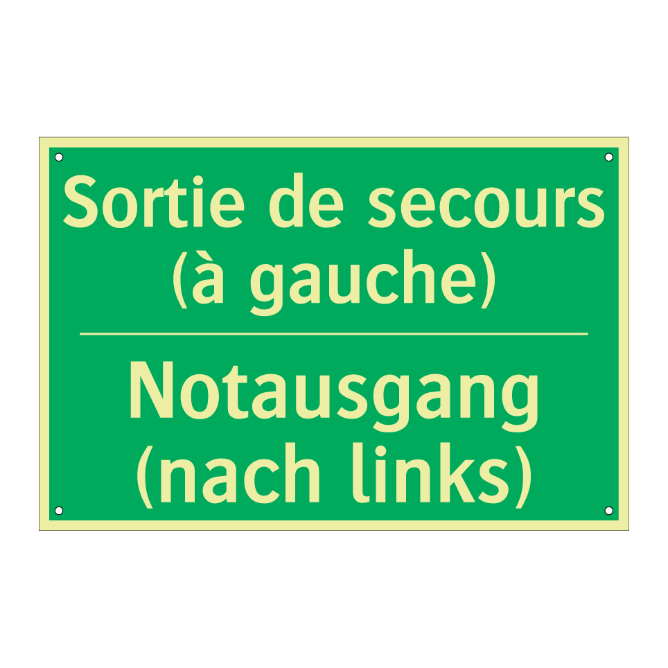 Notausgang (nach links) - Sortie de secours (à gauche)