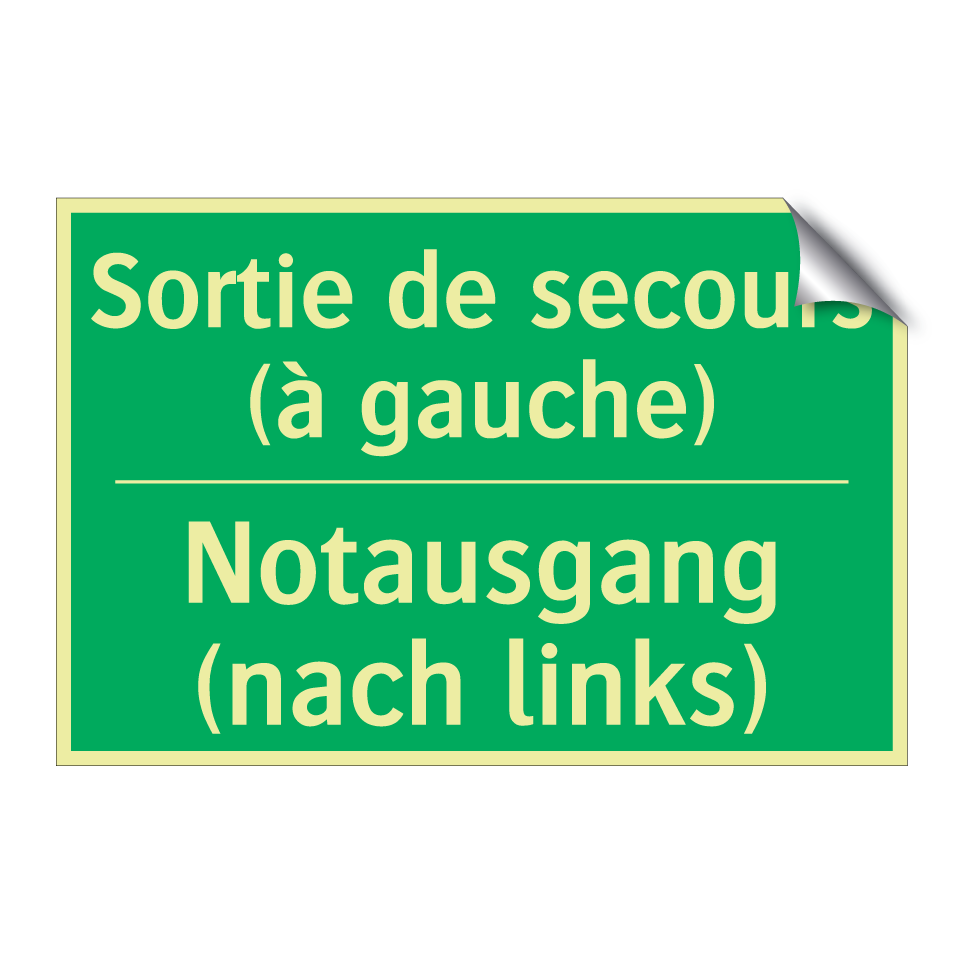 Notausgang (nach links) - Sortie de secours (à gauche)
