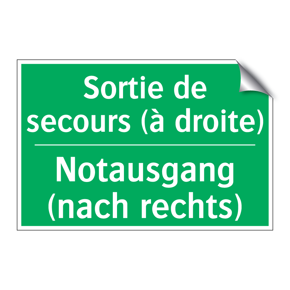 Notausgang (nach rechts) - Sortie de secours (à droite)