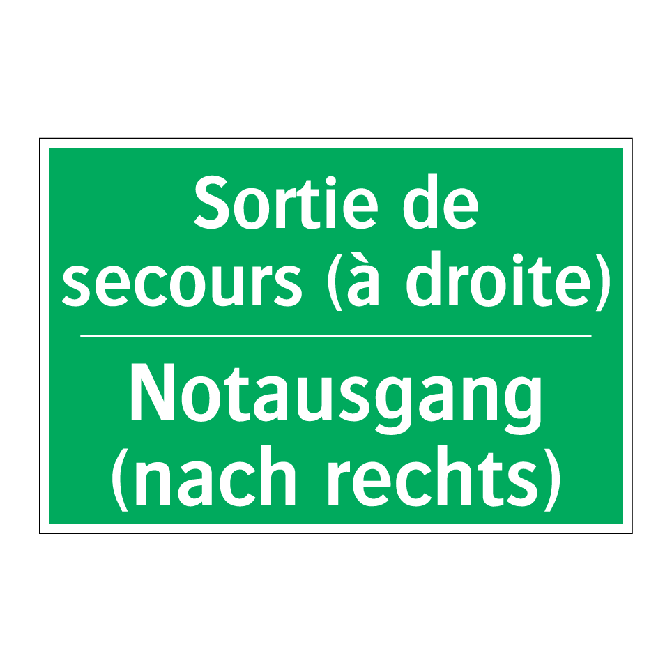 Notausgang (nach rechts) - Sortie de secours (à droite)