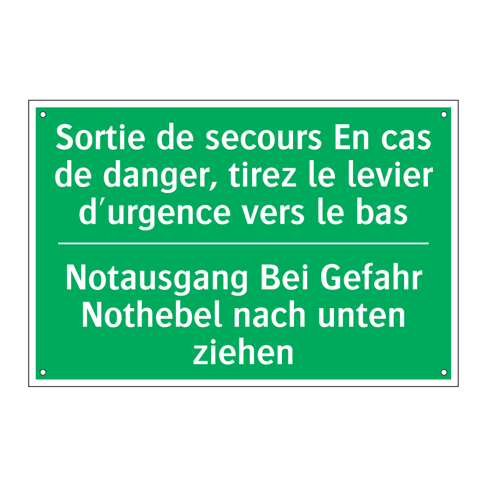 Notausgang Bei Gefahr Nothebel  /.../ - Sortie de secours En cas de danger,  /.../